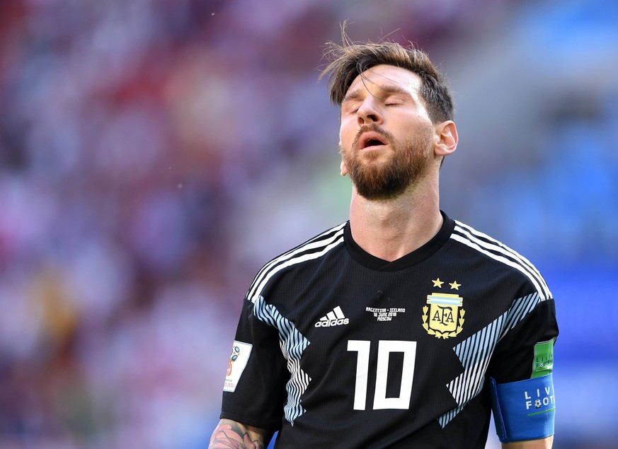 FUSSBALL WM 2018 Vorrunde Gruppe D 16.06.2018 Argentinien - Island Lionel Messi (Argentinien) *** FIFA World Cup 2018 preliminary round Group D 16 06 2018 Argentina Iceland Lionel Messi Argentina PUBL ...