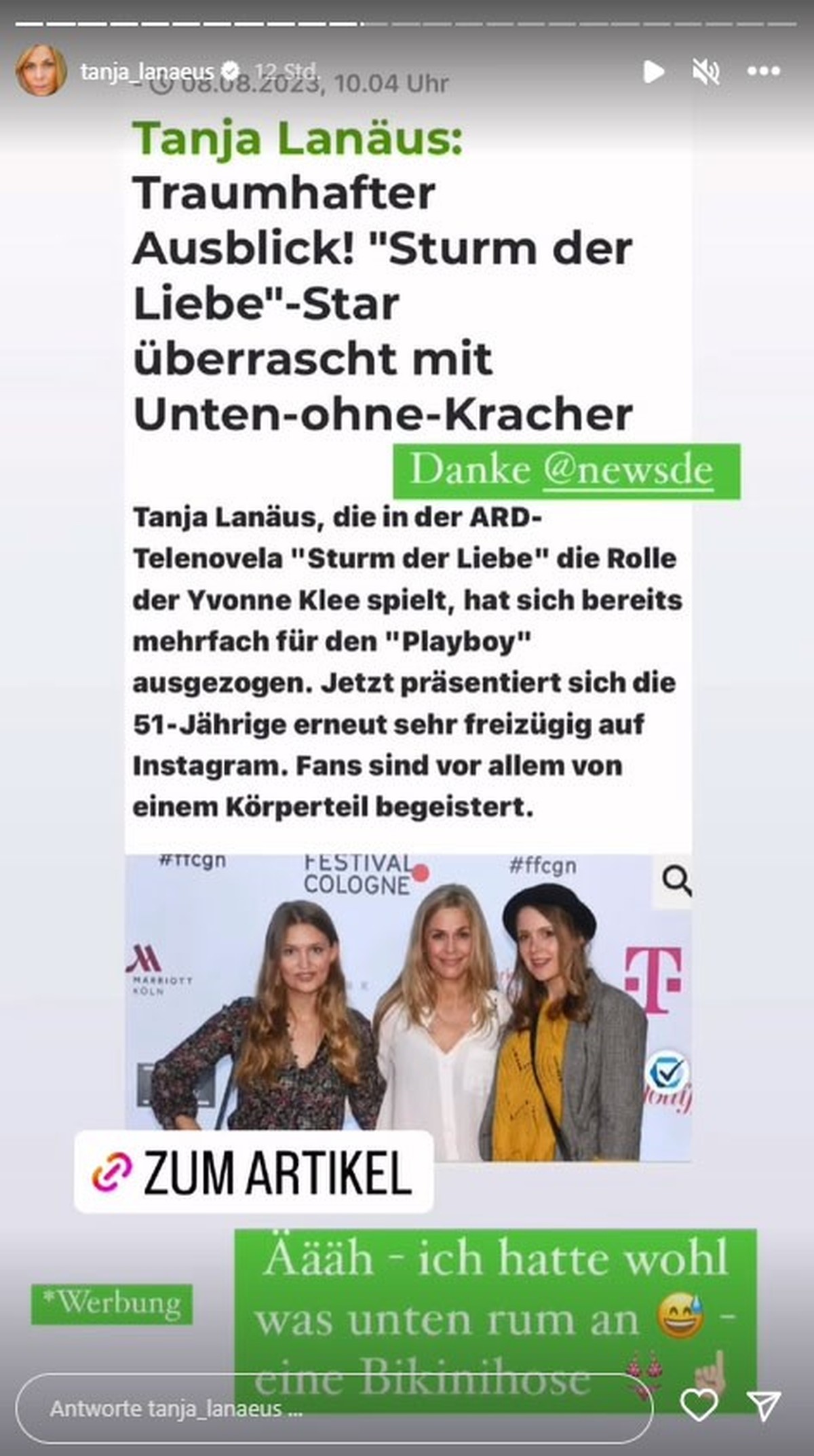 Tanja Lanäus meldet sich nach einem Missverständnis.
