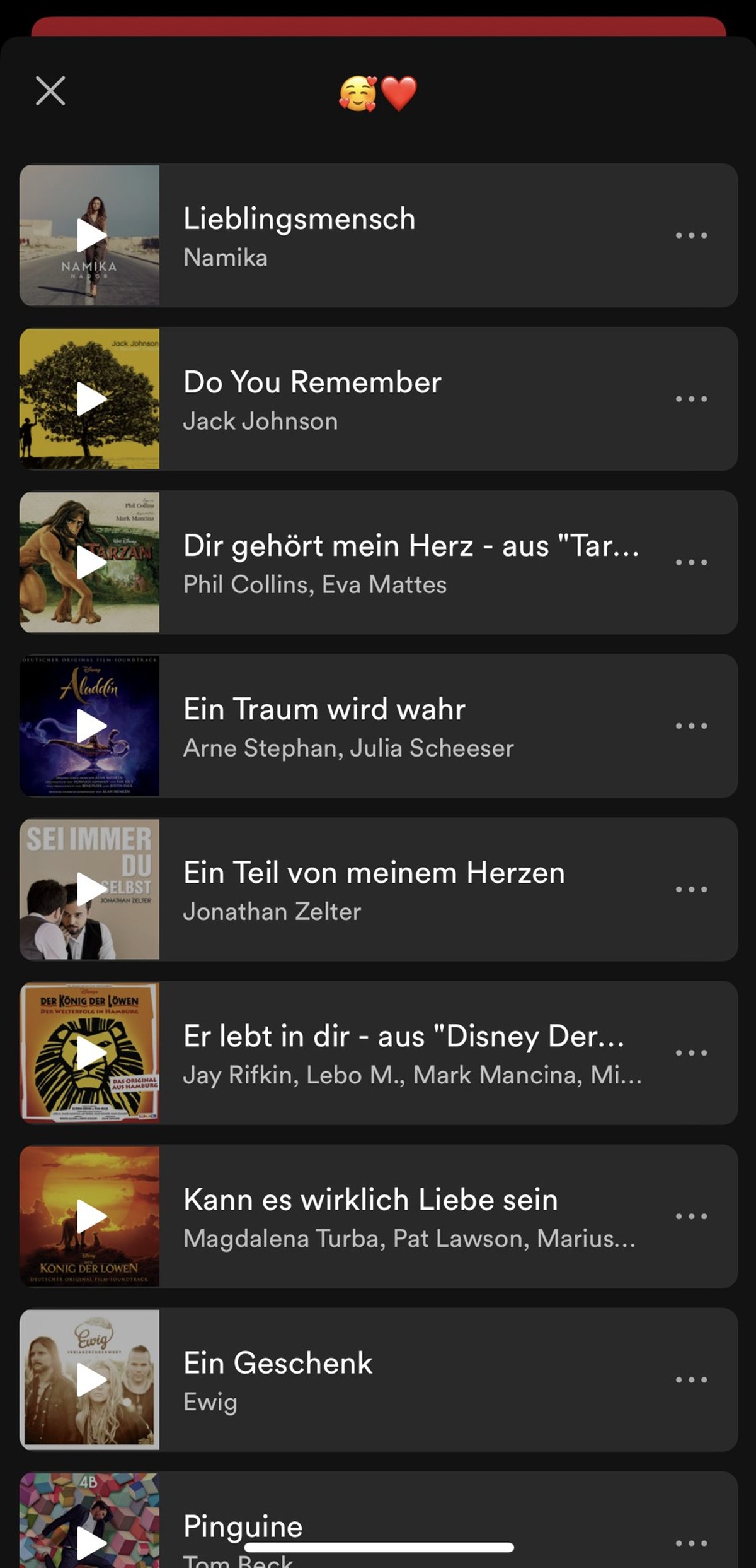 Auch zahlreiche Disney-Songs packte der Spotify-User in die Playlist.
