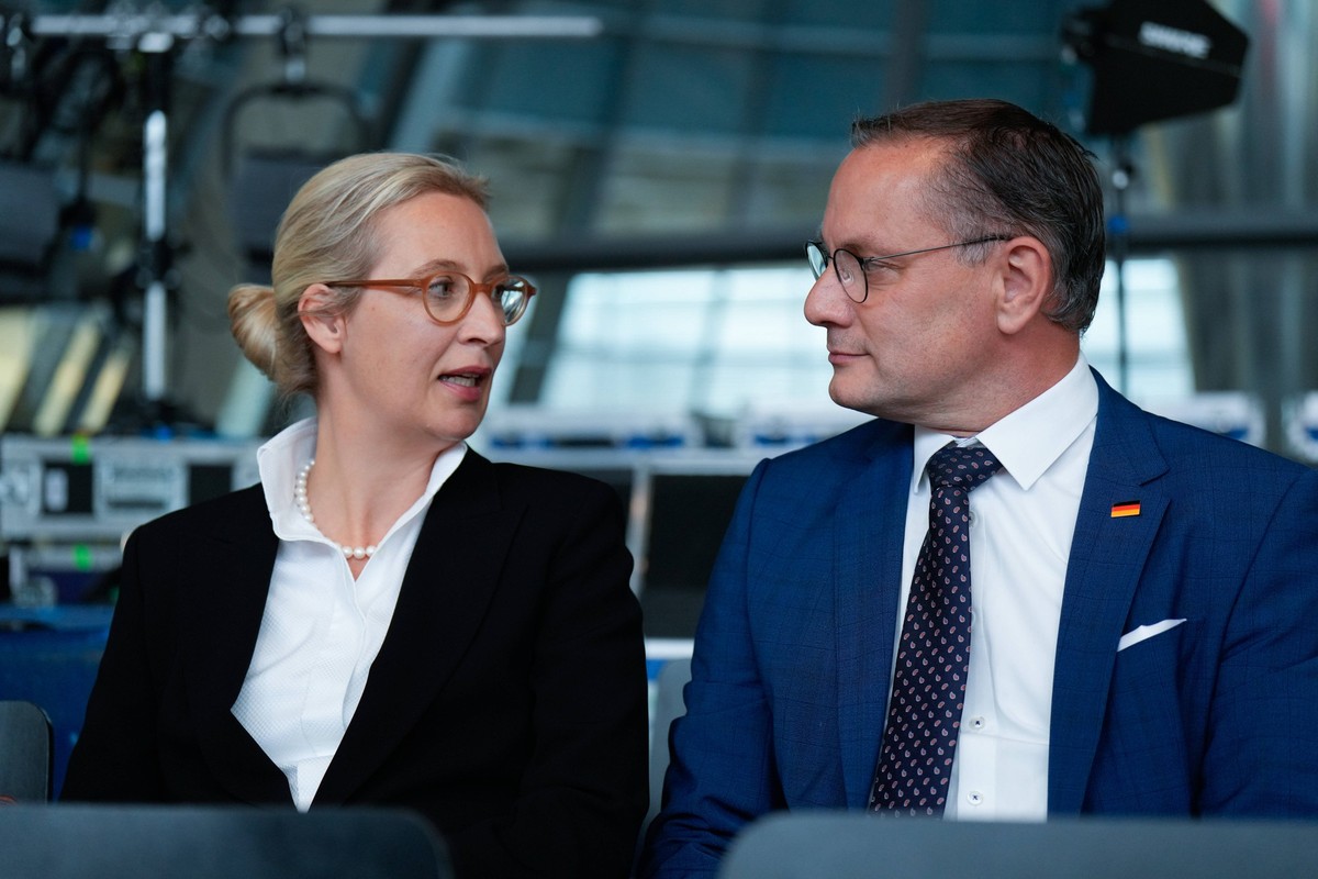 AfD-Bundestagsfraktion, Alice Weidel, Tino Chrupalla Fraktionssitzung AfD-Bundestagsfraktion, Pressestatement, Vorsitzende der AfD-Bundestagsfraktion, Bundessprecher, Alice Weidel, Tino Chrupalla Berl ...