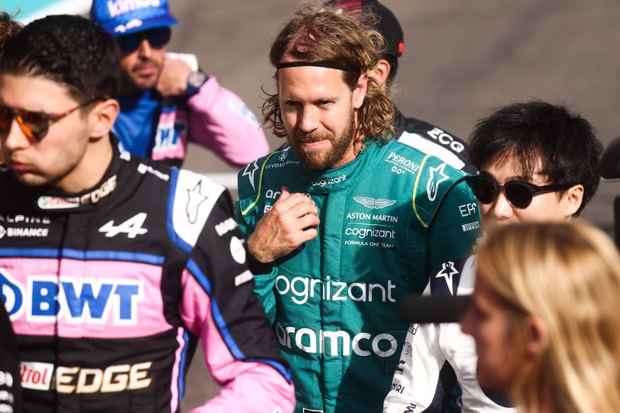 November 20, 2022, Abu Dhabi, United Arab Emirates: Sebastian Vettel of Aston Martin attends Driver s Parade during Formula 1 Abu Dhabi Grand Prix at Yas Marina Circuit on November 20, 2022 in Abu Dha ...