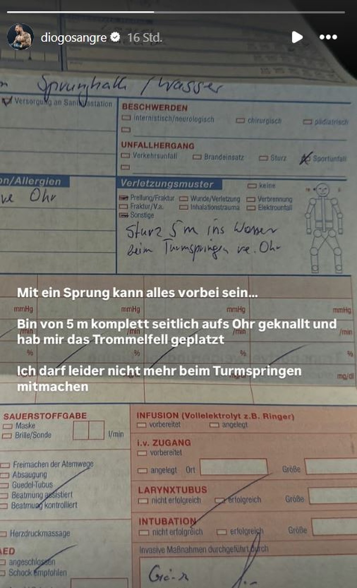 Die Diagnose von Diogo Sangres.