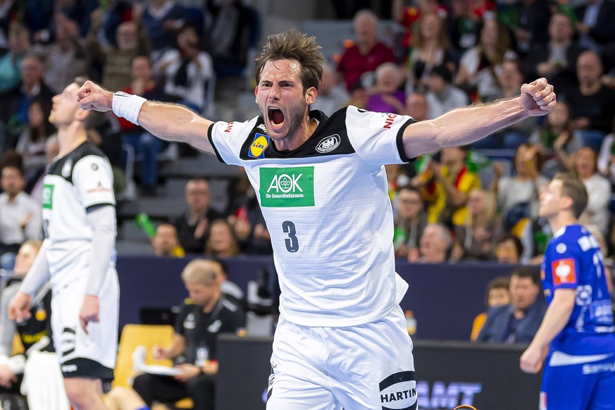 Der deutsche Star-Spieler Uwe Gensheimer jubelte schon ordentlich beim Testspiel-Sieg gegen Island.