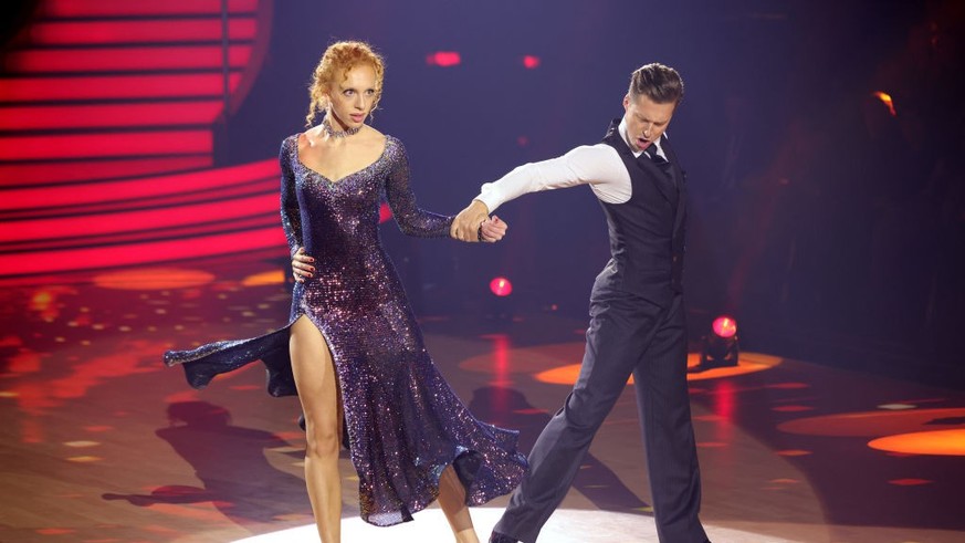 COLOGNE, GERMANY - FEBRUARY 24: Anna Ermakova and Valentin Lusin perform on stage during the first &quot;Let&#039;s Dance&quot; show at MMC Studios on February 24, 2023 in Cologne, Germany. (Photo by  ...