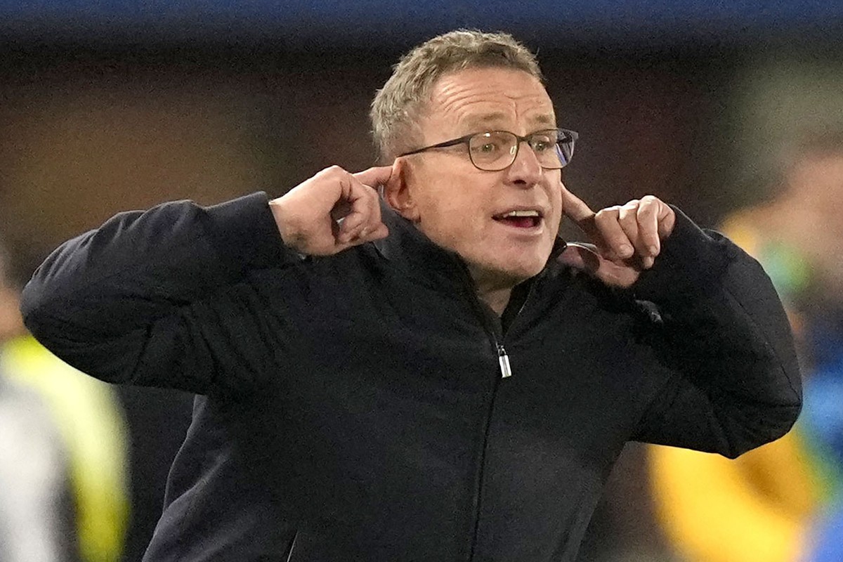 FILE - Austria&#039;s coach Ralf Rangnick during the international friendly soccer match between Austria and Germany at the Ernst Happel stadium in Vienna, Austria, on Nov. 21, 2023. Coach Ralf Rangni ...