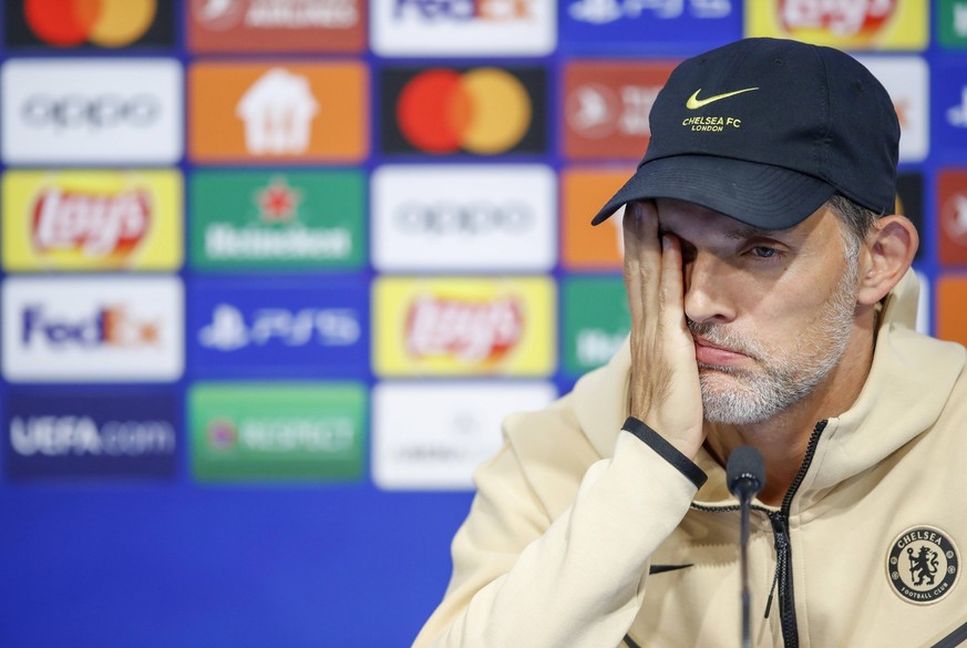 Chelsea press conference, PK, Pressekonferenz Thomas Tuchel speaks to the media during a Chelsea Press Conference ahead of their UEFA Champions League Group E match against Dinamo Zagreb at Maksimir S ...