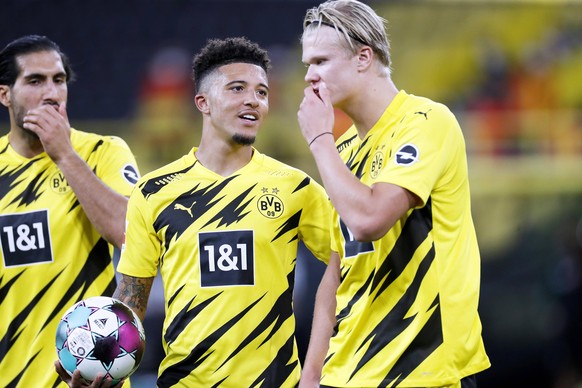 Borussia Dortmund: Erling Haaland und Jadon Sancho vorm Elfmeter.
