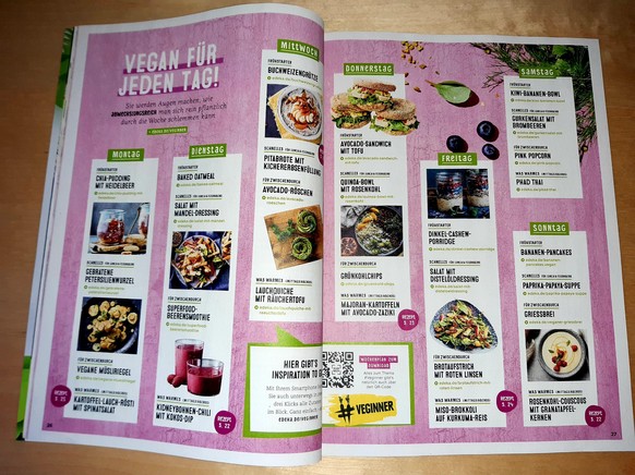 Veganer Kochplan für eine Woche als Vorschlag des Magazins &quot;Mit Liebe&quot; von EDEKA.