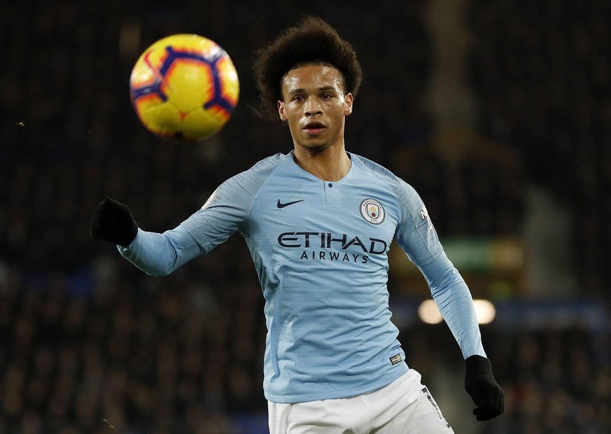 Manchester City s Leroy Sane during the Premier League match at the Goodison Park Stadium, Liverpool. Picture date: 6th February 2019. Picture credit should read: Darren Staples/Sportimage PUBLICATION ...