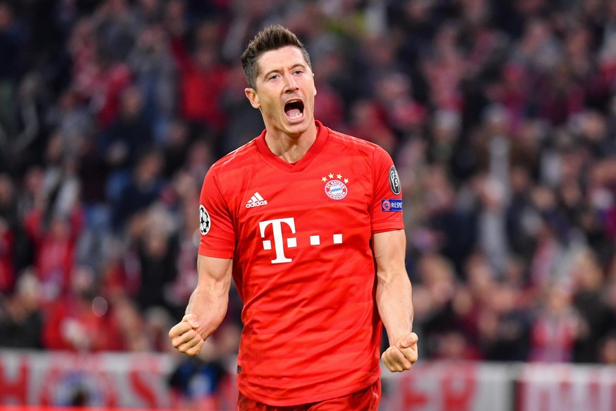 SOCCER - CL, Bayern vs Red Star MUNICH,GERMANY,18.SEP.19 - SOCCER - UEFA Champions League, group stage, FC Bayern Muenchen vs Red Star Belgrade. Image shows the rejoicing of Robert Lewandowski (Bayern ...