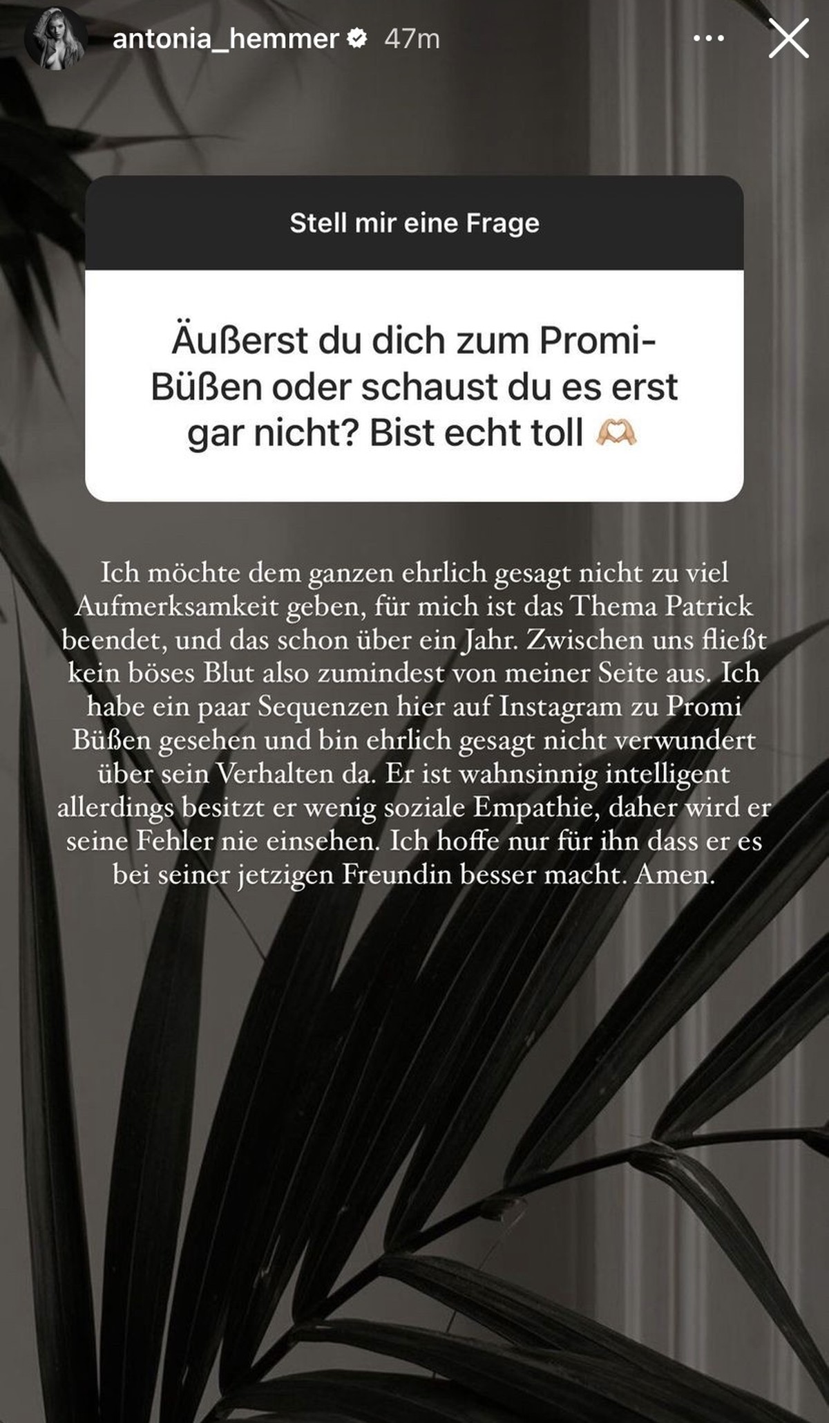 Das sagt Antonia dazu.