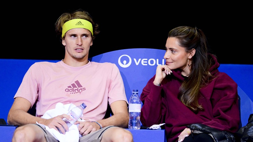 Alexander Zverev Ger et sa compagne le mannequin allemand Sophia Thomalla TENNIS : Open Sud de France 2022 - Montpellier - 30/01/2022 JBAutissier/Panoramic PUBLICATIONxNOTxINxFRAxITAxBEL