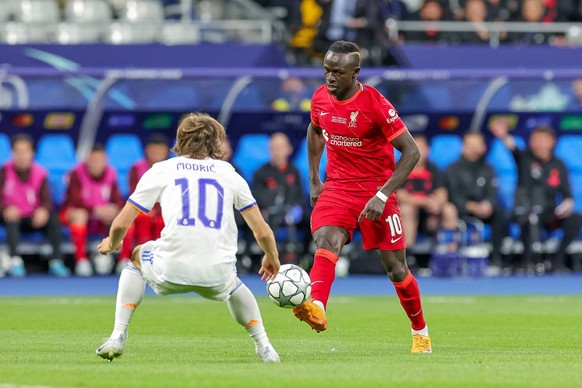 Liverpool v Real Madrid Champions League 28/05/2022. Final Sadio Mane 10 of Liverpool during the Champions League Final match between Liverpool and Real Madrid at Stade de France, Paris, France on 28 ...