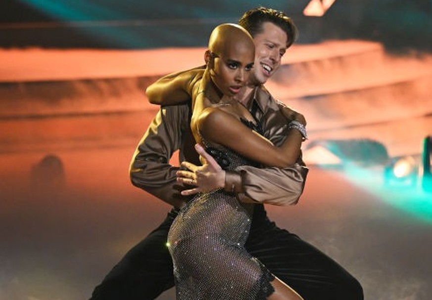 COLOGNE, GERMANY - MARCH 31: Sharon Battiste and Valentin Lusin perform on stage during the 6th Show of &quot;Let&#039;s Dance&quot; at MMC Studios on March 31, 2023 in Cologne, Germany. (Photo by Sas ...