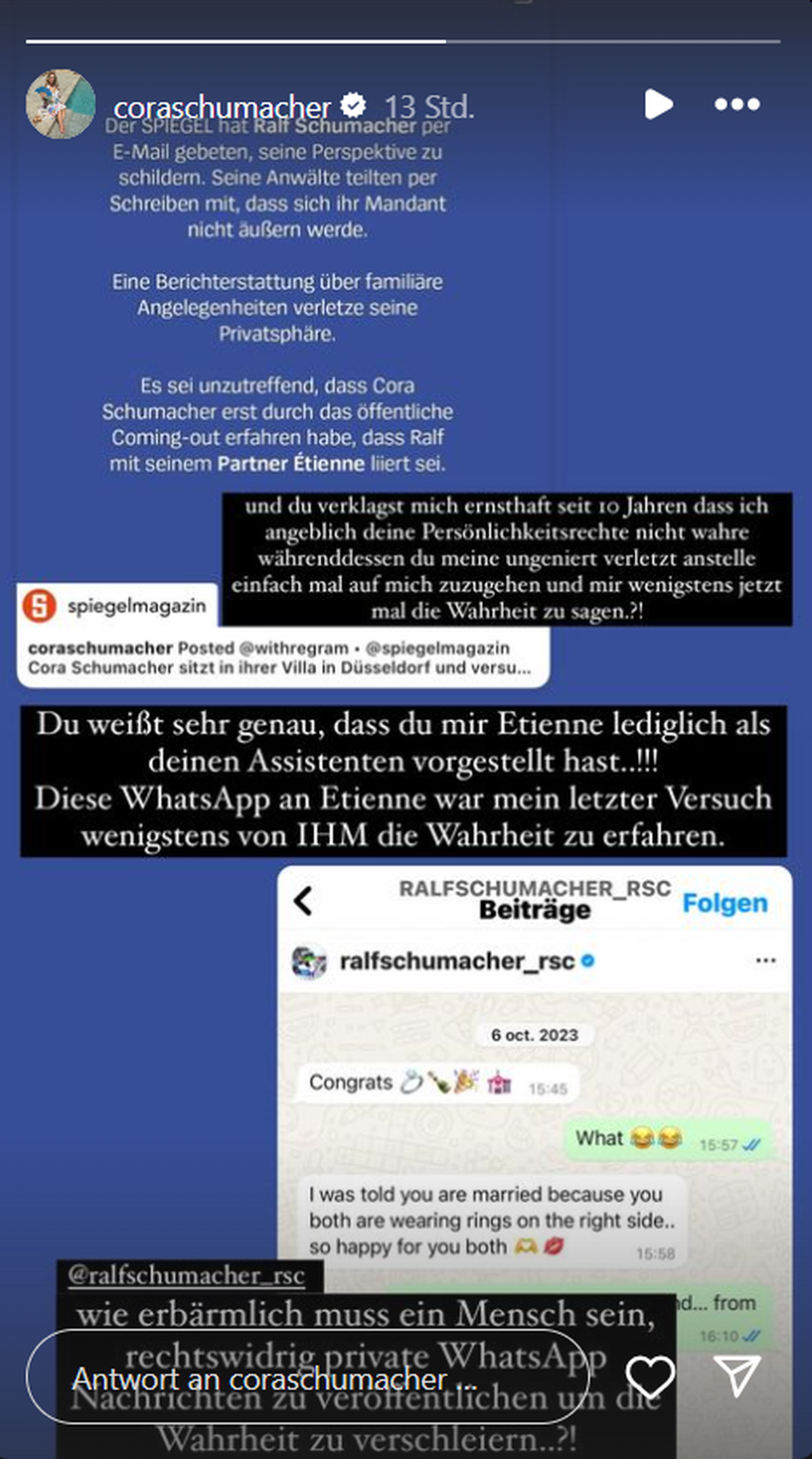 Cora Schumacher will die Vorwürfe nicht auf sich sitzen lassen.