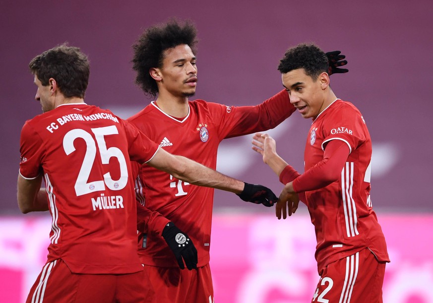 Fussball 1. Bundesliga Saison 20/21: FC Bayern Muenchen - 1.FSV Mainz 05 Fussball 1. Bundesliga Saison 2020/2021 14. Spieltag FC Bayern Muenchen - 1.FSV Mainz 05 03.01.2021 Jubel FC Bayern Muenchen Th ...