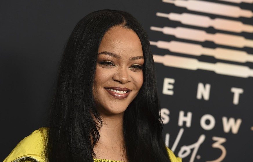 FILE - Rihanna attends an event for her lingerie line Savage X Fenty at the Westin Bonaventure Hotel in Los Angeles on on Aug. 28, 2021. Rihanna is backing her belief that climate change is a social j ...