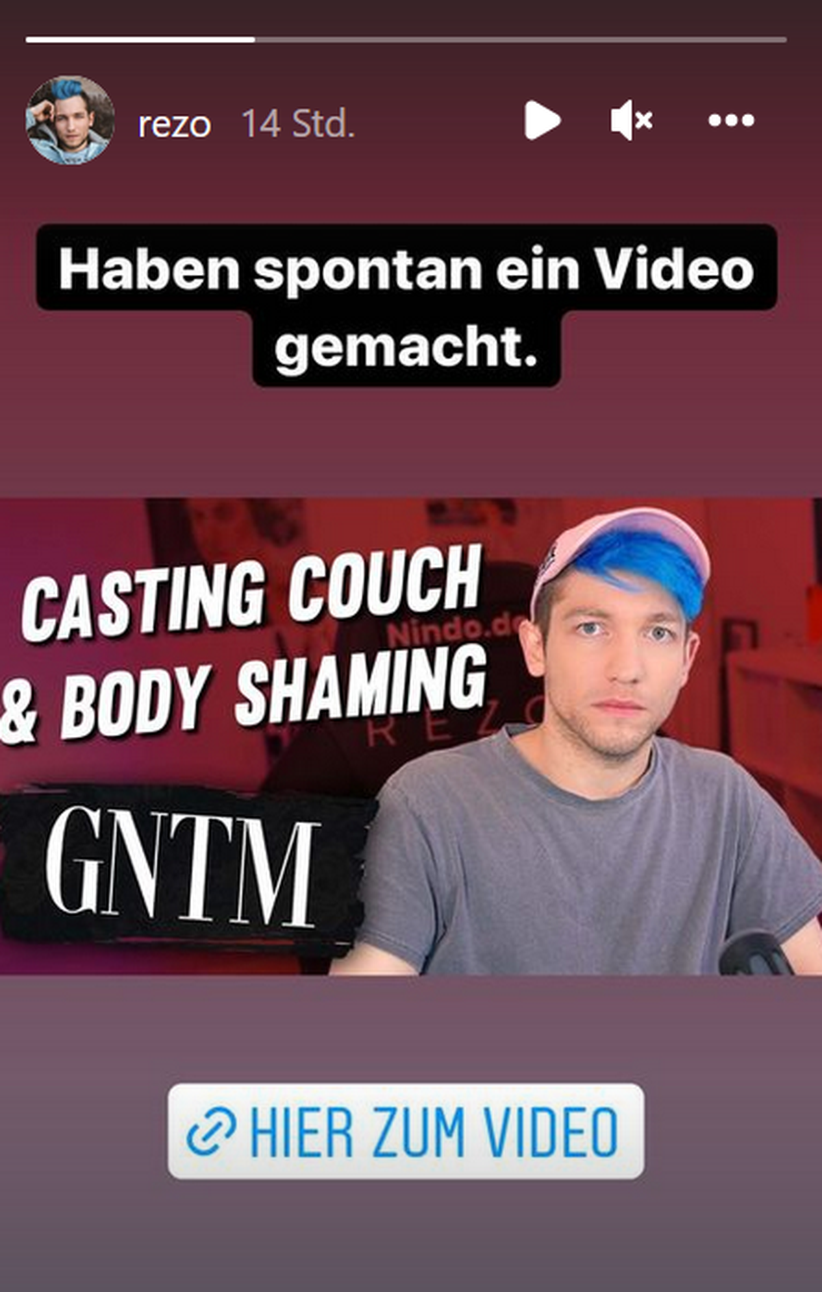 Rezo veröffentlichte das Video am Tag des Finals von "GNTM".