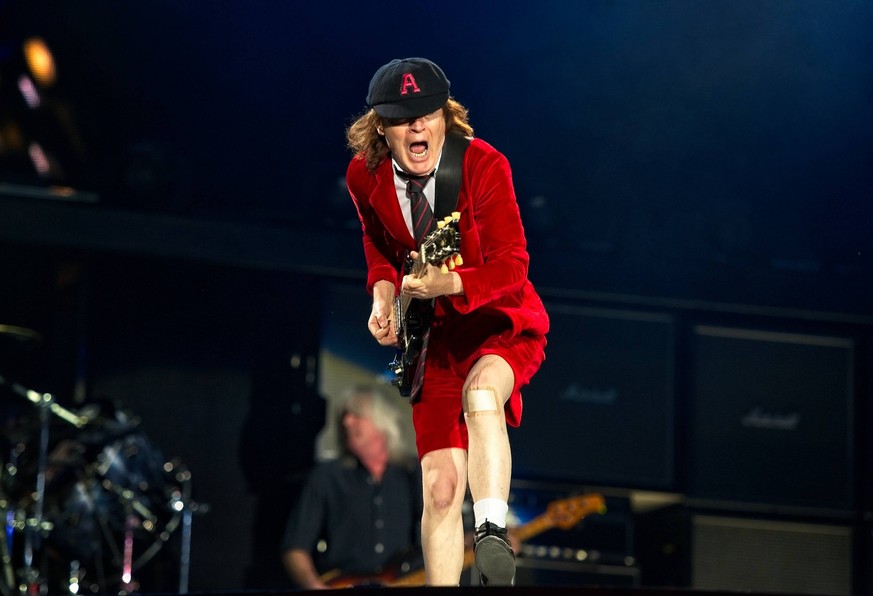 Guitarist Angus Young of AC/DC performing live on stage at Zeppelinfeld in Nuremberg, Germany on 8 May 2015 - - - Angus Young - guitar - - - AC/DC will release their new album Power Up worldwide on 13 ...