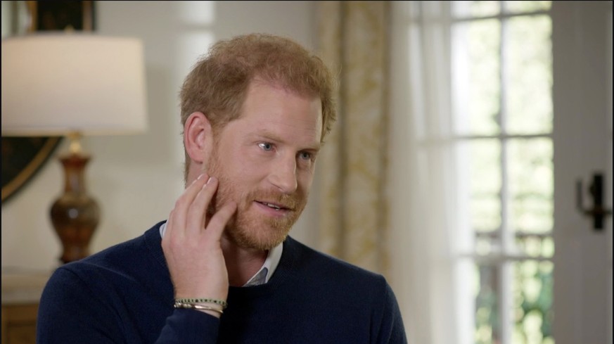 HANDOUT - 08.01.2023, Großbritannien, London: Dieses undatierte von ITV zur Verfügung gestellte Videostandbild zeigt den britischen Prinzen Harry während eines Interviews von ITV für die Sendung «Harr ...