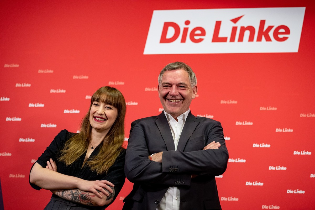 dpatopbilder - 10.11.2024, Berlin: Heidi Reichinek (Die Linke), Spitzenkandidatin der Bundestagswahl, und Jan van Aken (Die Linke), Spitzenkandidat der Bundestagswahl, nehmen an der Bekanntgabe der Sp ...