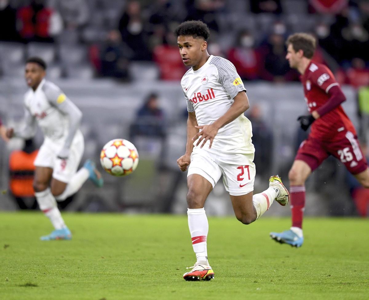 FUSSBALL CHAMPIONS LEAGUE SAISON 2021/2022 Achtelfinal Rueckspiel FC Bayern Muenchen - FC Salzburg 08.03.2022 Karim Adeyemi (FC Salzburg) FOTO: ULMER Pressebildagentur xxNOxMODELxRELEASExx