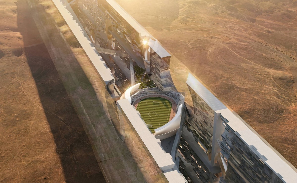 Mirror Line 120-kilometers Structure - Neom Artist view of Mirror Line is a 120-kilometers or 75-miles horizontal skyscraper, announced as a landmark in Neom, north of Saudi Arabia. The project is two ...