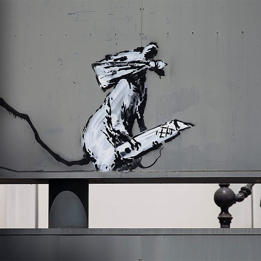 Drei Ratten und ein grausames Herrchen – zu diesen Graffitis bekennt sich Banksy