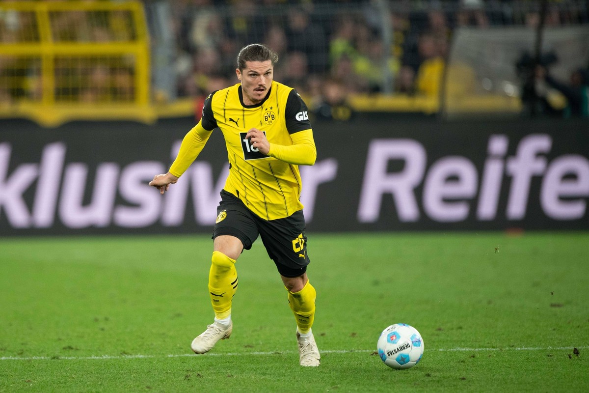 Marcel SABITZER DO Aktion, Einzelaktion, Fussball 1. Bundesliga, 3. Spieltag, Borussia Dortmund DO - 1. FC Heidenheim HDH 4-2 am 13.09.2024 in Dortmund/ Deutschland. DFL regulations prohibit any use o ...
