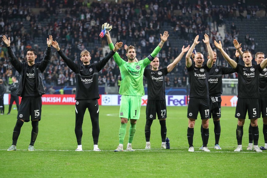 xMHx - UEFA Champions League: Eintracht Frankfurt - Olympique Marseille am 26.10.2022 im Deutsche Bank Park in Frankfurt Jubel