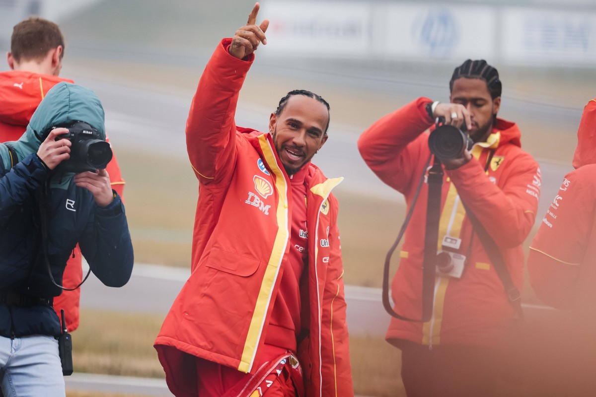 Lewis Hamilton s Ferrari Test Lewis Hamilton drives on the track during the first day of tests as a Scuderia Ferrari F1 driver at the Fiorano Circuit in Maranello, Italy, on January 22, 2025 Maranello ...