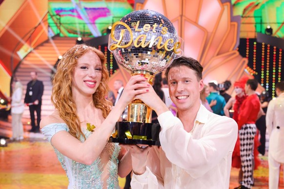 COLOGNE, GERMANY - MAY 19: Anna Ermakova and Valentin Lusin are the winner of the 16th season of the television competition show &quot;Let&#039;s Dance&quot; at MMC Studios on May 19, 2023 in Cologne, ...