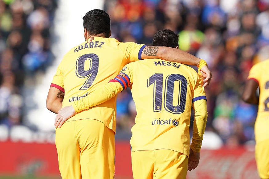 FC Barcelona, Barca s Luis Suarez l and Leo Messi celebrate goal during La Liga match. November 23,2019. PUBLICATIONxINxGERxSUIxAUTxPOLxDENxNORxSWExONLY 20191123285