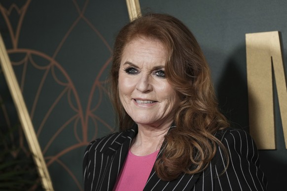 Sarah Ferguson poses for photographers upon arrival at the UK premiere of the film &#039;Marlowe&#039; in London, Thursday, March 16, 2023. (Scott Garfitt/Invision/AP)