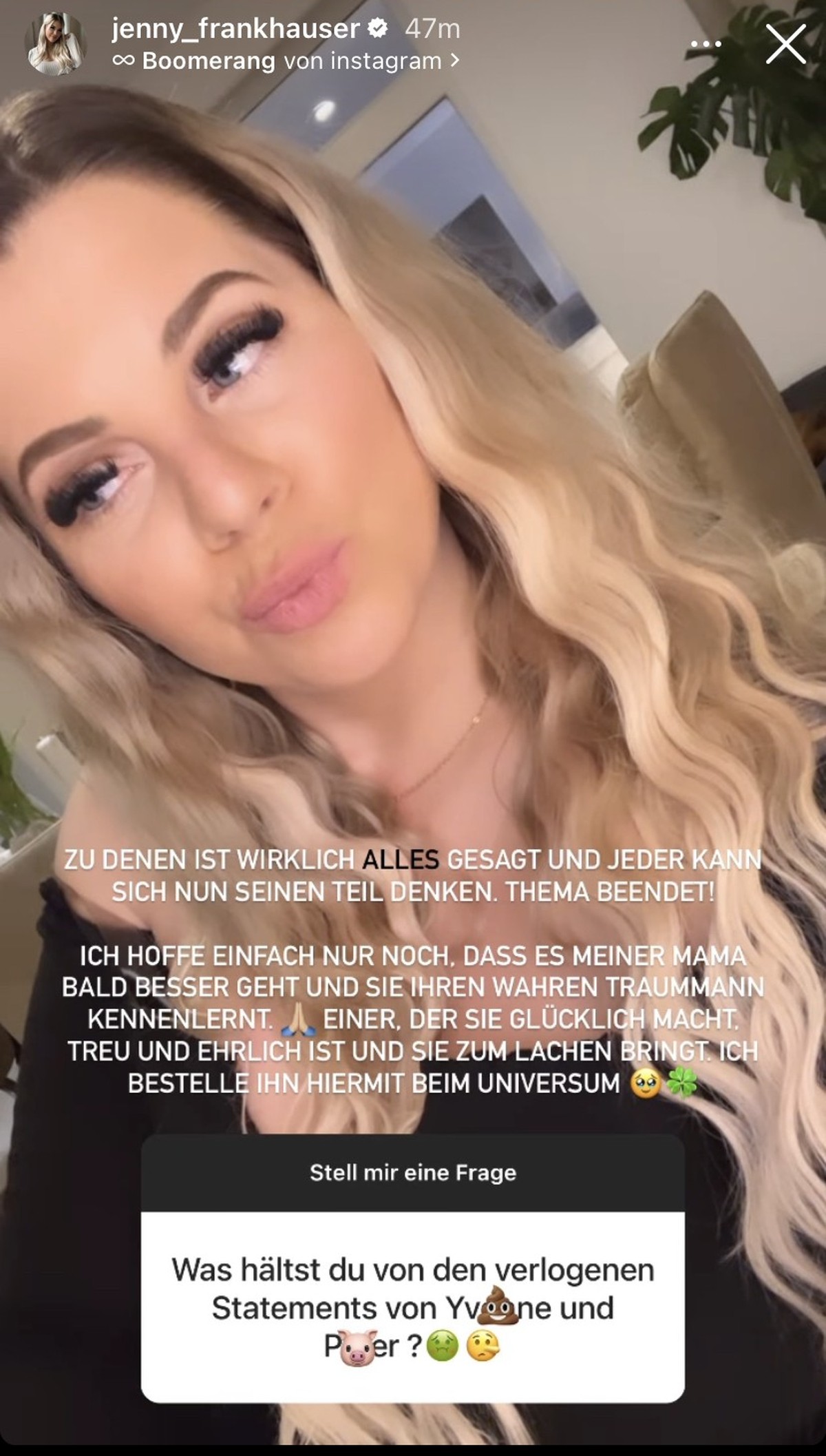 Jenny Frankhauser machte deutlich, was sie über das Thema denkt.