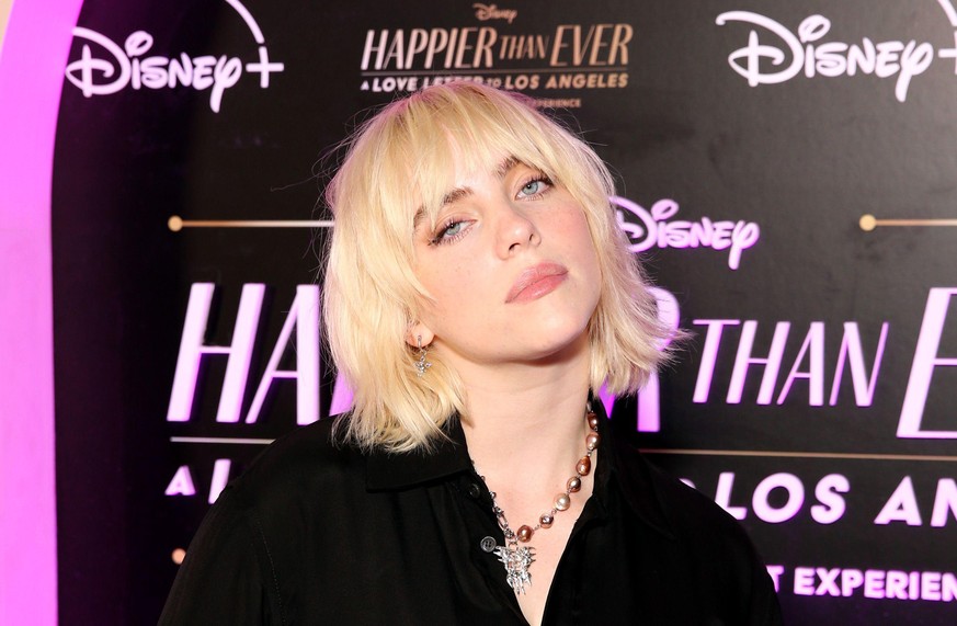 LOS ANGELES, CALIFORNIA - AUGUST 30: Billie Eilish attends &quot;Happier Than Ever: A Love Letter To Los Angeles&quot; Worldwide Premiere at The Grove on August 30, 2021 in Los Angeles, California. (P ...