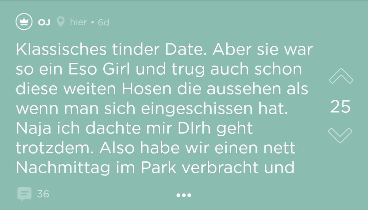 Kurze Erklärung aus dem Jodel-Wörterbuch: "DLRH" steht für das malerische "Den Lörres rein hämmern". Normale Menschen sprechen von "Sex". 