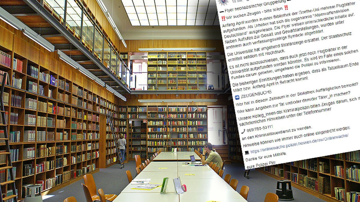 Uni Frankfurt Nazi Flyer In Bibliothek Aufgetaucht Polizei Sucht Zeugen Watson