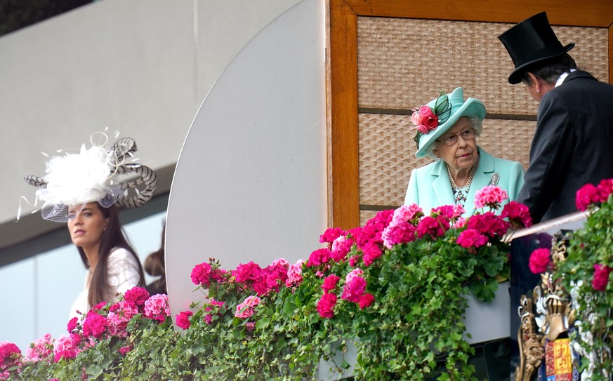 Royal Ascot 2021 - Day Five. Queen Elizabeth II with her racing manager John Warren during day five of Royal Ascot at Ascot Racecourse. Picture date: Saturday June 19, 2021. See PA story RACING Ascot. ...