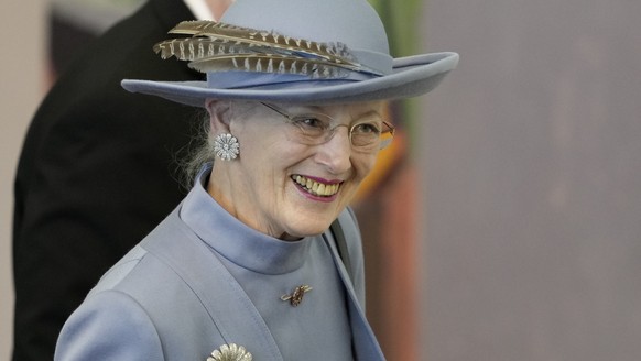 FILE - Queen Margrethe attends the Danish Parliament&#039;s celebration of her 50th Regent&#039;s Anniversary at Christiansborg Castle, Copenhagen, on Jan. 14, 2022. Denmark’s Queen Margrethe II, whos ...