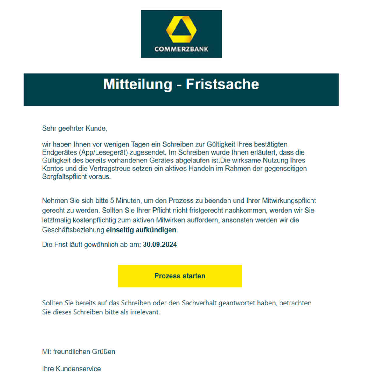 Die Verbraucherzentrale entlarvt diese Mail als Phishing-Versuch.