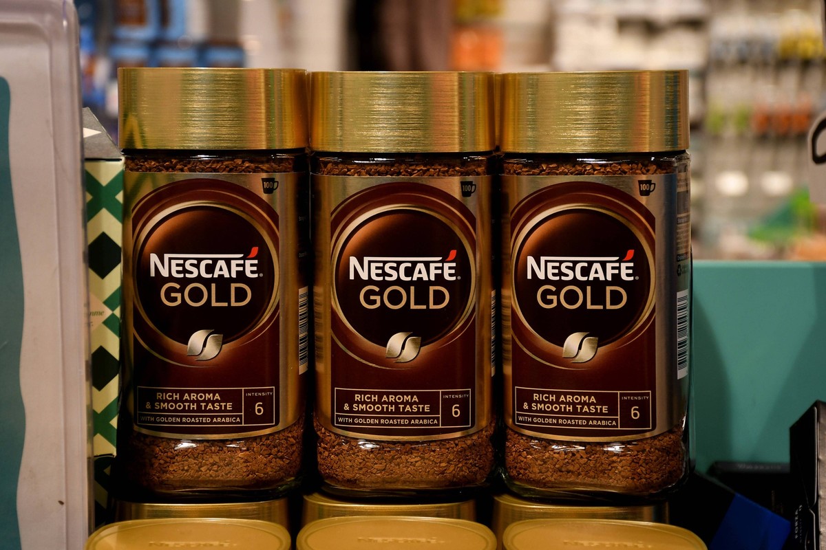 Copenhagen/Denmark/03 February 2023/ Nescafe gold display for sale in danish capital Copenahgen. Photo. Francis Joseph Dean/Dean Pictures