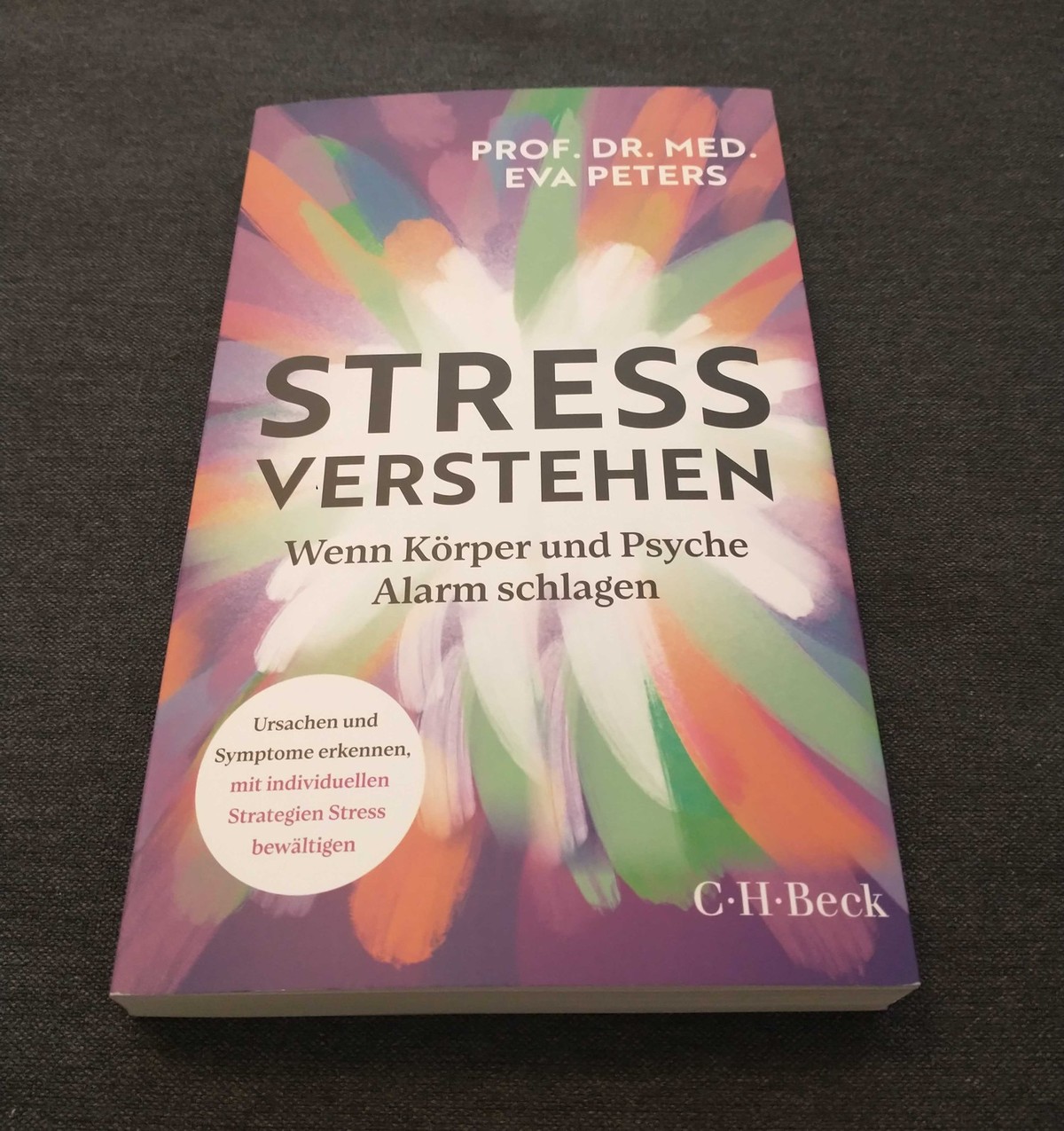 In Eva Peters Buch geht es um Anzeichen, Ursachen und Bewältigungsstrategien gegen Stress.