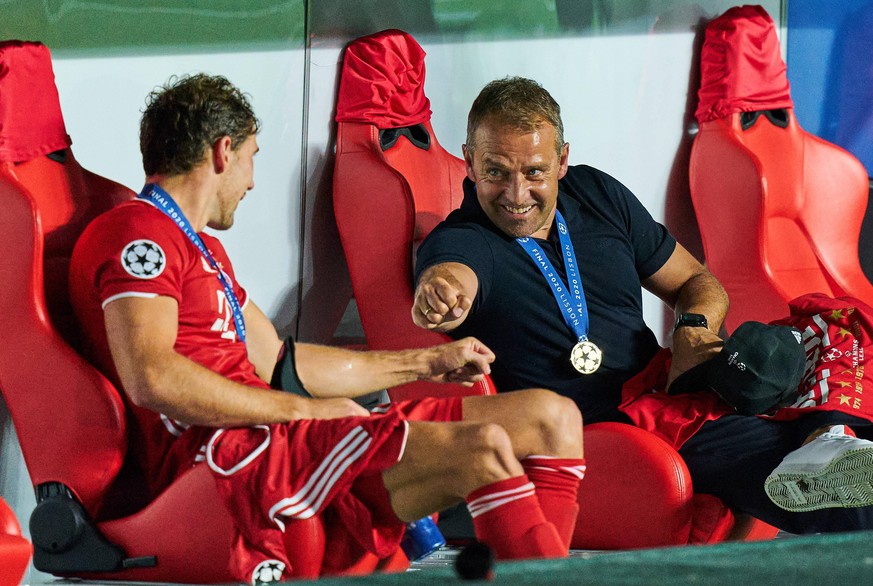 Final Football UEFA Champions League FC BAYERN MUENCHEN - PARIS SAINT GERMAIN PSG 1-0 Lisbon, Lissabon, Portugal, 23rd August 2020. Leon GORETZKA, FCB 18 Trainer Hansi FLICK FCB, team manager, headcoa ...