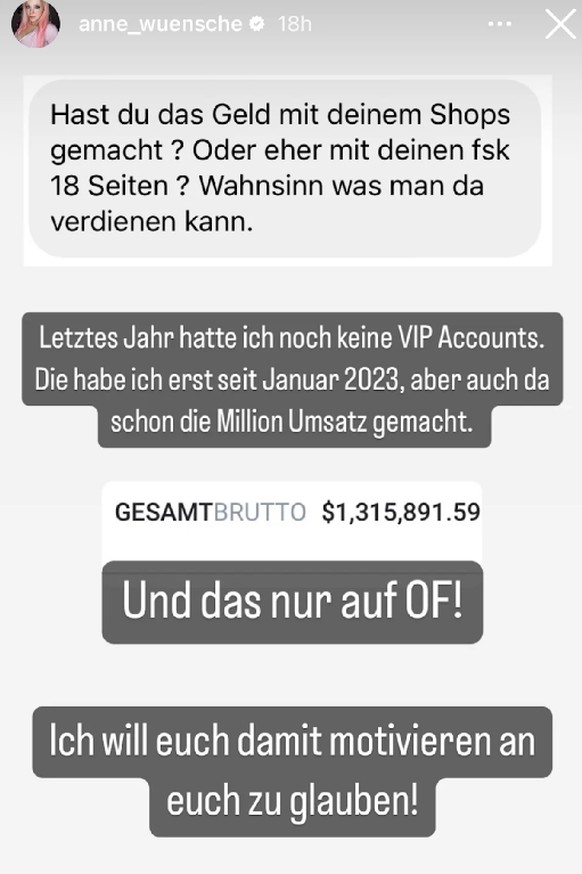 Anne Wünsche zeigt Kontostand So viel verdient sie mit Onlyfans