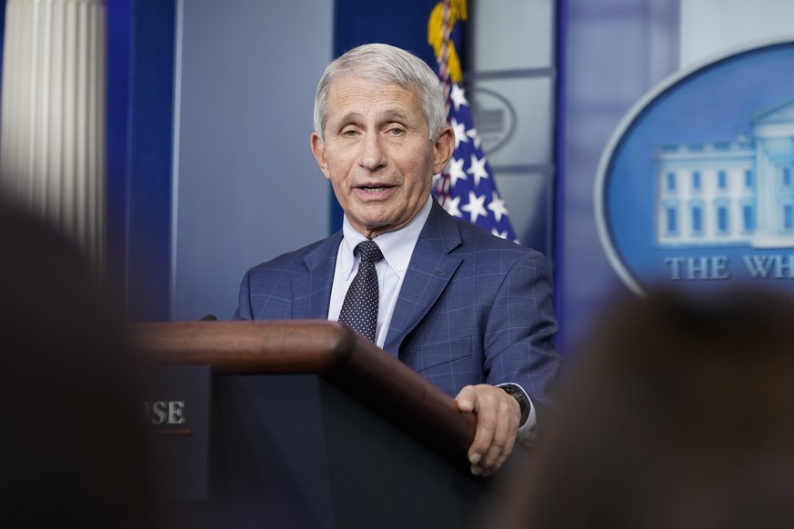 FILE - Dr. Anthony Fauci, director of the National Institute of Allergy and Infectious Diseases, speaks during the daily briefing at the White House in Washington, Dec. 1, 2021. (AP Photo/Susan Walsh, ...