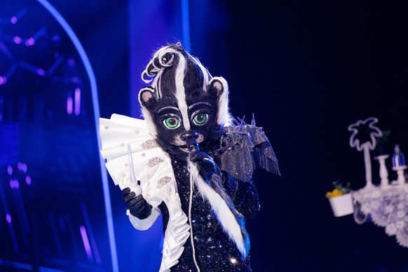 30.10.2021, Nordrhein-Westfalen, Köln: Die Figur &quot;Das Stinktier&quot; steht in der Prosieben-Show &quot;The Masked Singer&quot; auf der Bühne. Foto: Rolf Vennenbernd/dpa +++ dpa-Bildfunk +++