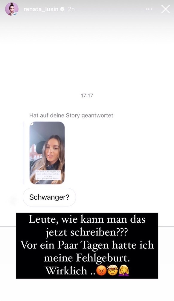 Renata Lusin reagierte auf die Frage, ob sie wieder schwanger sei.