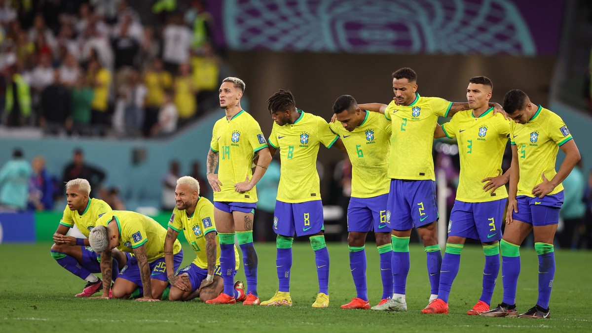 Crocia x Brasil DOHA, CA - 09.12.2022: CROCIA X BRASIL - RODRYGO, PEDRO, NEYMAR, ANTONY and FRED, ALEX SANDRO, DANILO, THIAGO SILVA and CASEMIRO of Brazil during the match between Croatia x Brazil, va ...