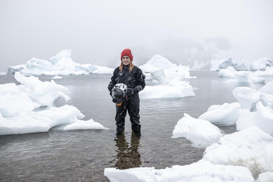 ANTARCTICA - FEBRUARY 24: Anadolu Agency photo journalist Sebnem Coskun poses for a photo before leaving Horseshoe Island after a 46 day-long expedition within TurkiyeÄôs sixth National Antarctic Sci ...